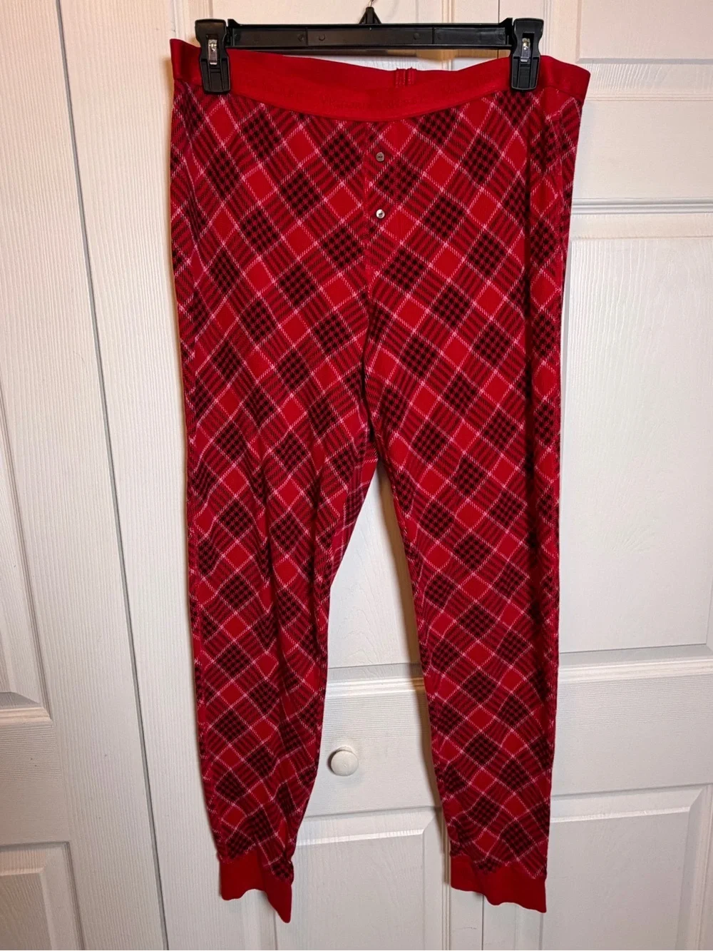 Victoria’s Secret Red Plaid Thermal Pajama Set XL Long Christmas Sleepwear